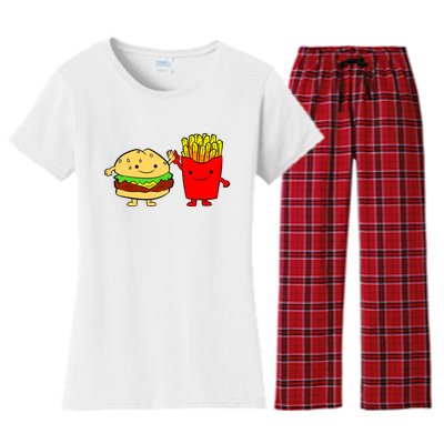 Hamburger Burger Fast Food French Fries Women's Flannel Pajama Set