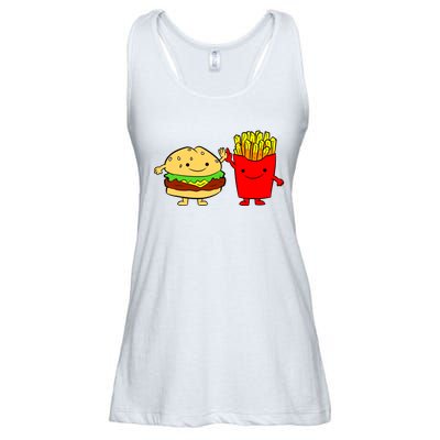 Hamburger Burger Fast Food French Fries Ladies Essential Flowy Tank