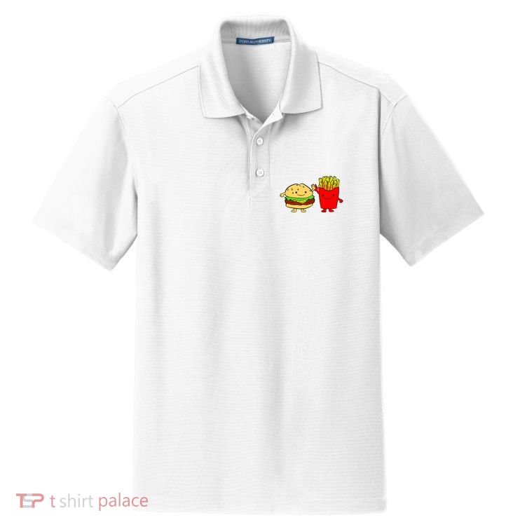 Hamburger Burger Fast Food French Fries Dry Zone Grid Polo