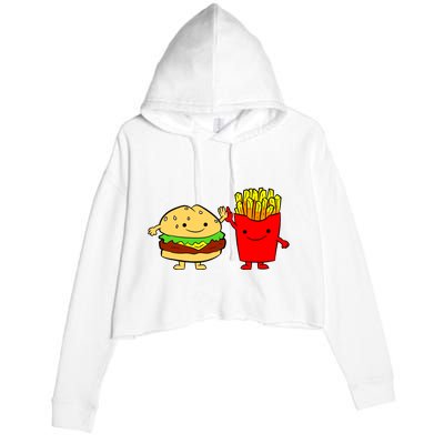 Hamburger Burger Fast Food French Fries Crop Fleece Hoodie