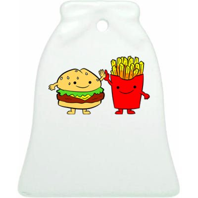 Hamburger Burger Fast Food French Fries Ceramic Bell Ornament