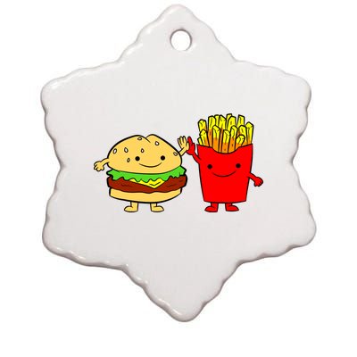 Hamburger Burger Fast Food French Fries Ceramic Star Ornament