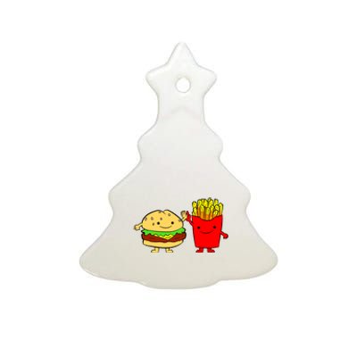 Hamburger Burger Fast Food French Fries Ceramic Tree Ornament