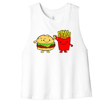 Hamburger Burger Fast Food French Fries Women's Racerback Cropped Tank