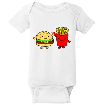 Hamburger Burger Fast Food French Fries Baby Bodysuit