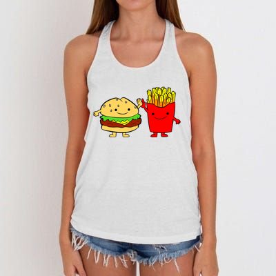 Hamburger Burger Fast Food French Fries Women's Knotted Racerback Tank