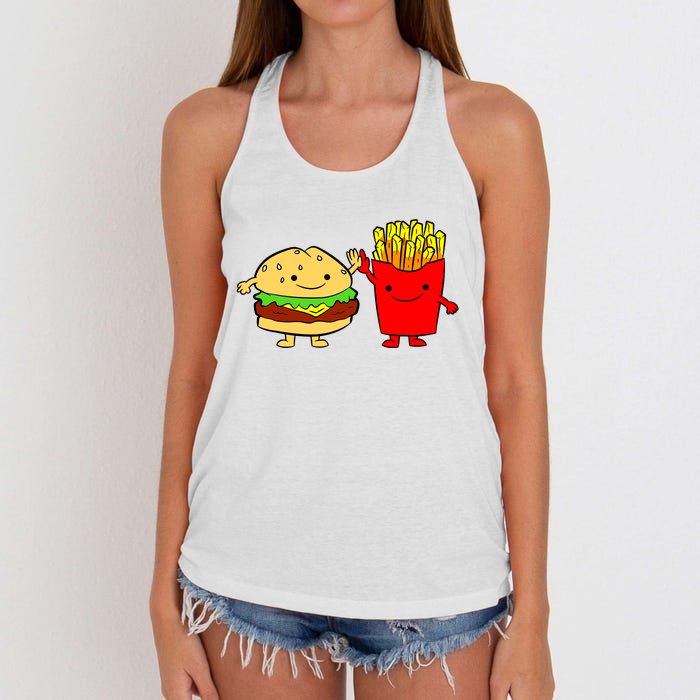 Hamburger Burger Fast Food French Fries Women's Knotted Racerback Tank