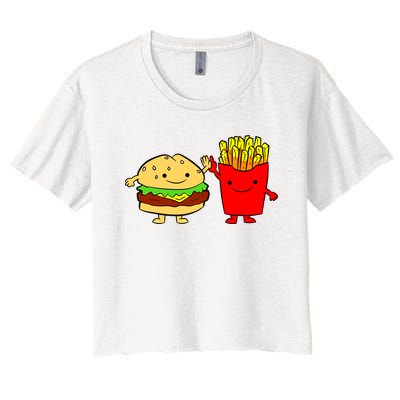 Hamburger Burger Fast Food French Fries Women's Crop Top Tee