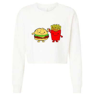 Hamburger Burger Fast Food French Fries Cropped Pullover Crew