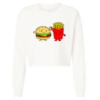 Hamburger Burger Fast Food French Fries Cropped Pullover Crew