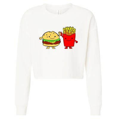 Hamburger Burger Fast Food French Fries Cropped Pullover Crew