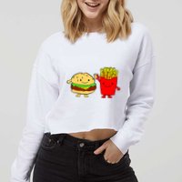 Hamburger Burger Fast Food French Fries Cropped Pullover Crew