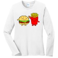 Hamburger Burger Fast Food French Fries Ladies Long Sleeve Shirt