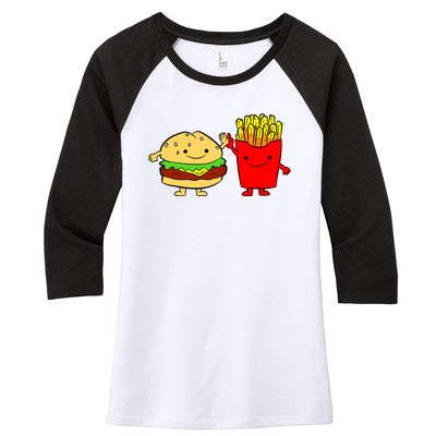 Hamburger Burger Fast Food French Fries Women's Tri-Blend 3/4-Sleeve Raglan Shirt