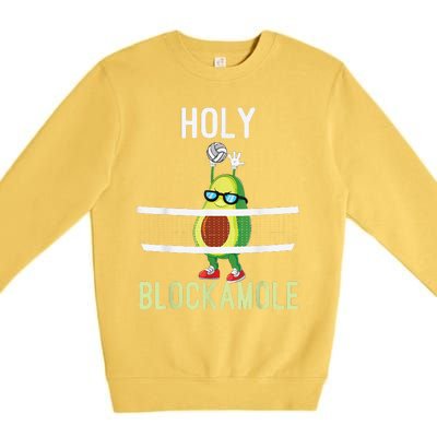 Holy Blockamole Funny Volleyball Block Avocado Premium Crewneck Sweatshirt