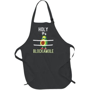 Holy Blockamole Funny Volleyball Block Avocado Full-Length Apron With Pockets