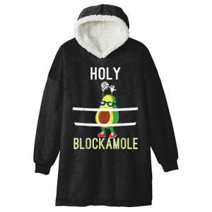 Holy Blockamole Funny Volleyball Block Avocado Hooded Wearable Blanket