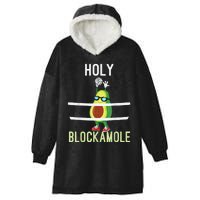 Holy Blockamole Funny Volleyball Block Avocado Hooded Wearable Blanket