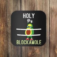 Holy Blockamole Funny Volleyball Block Avocado Coaster