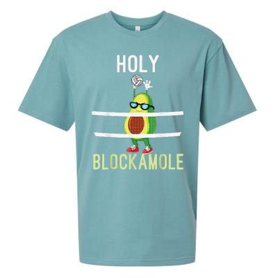 Holy Blockamole Funny Volleyball Block Avocado Sueded Cloud Jersey T-Shirt