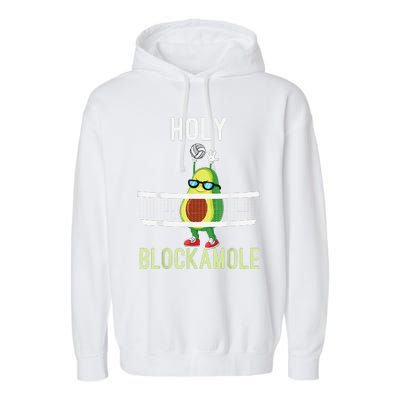 Holy Blockamole Funny Volleyball Block Avocado Garment-Dyed Fleece Hoodie