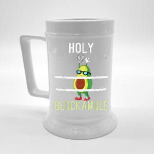 Holy Blockamole Funny Volleyball Block Avocado Beer Stein