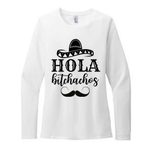 Hola Bitchachos Funny Cinco De Mayo Mustache Womens CVC Long Sleeve Shirt