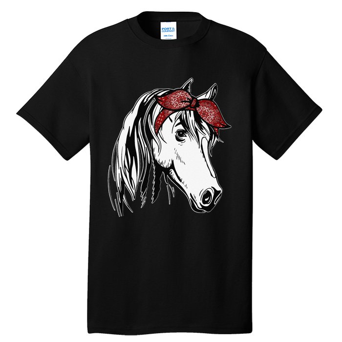 Horse Bandana For Equestrian Horseback Riding Horse Lover Tall T-Shirt