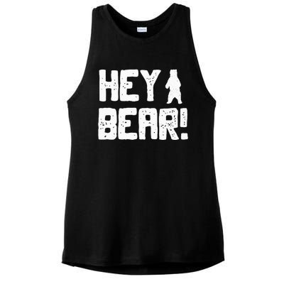 Hey Bear! Funny Hiking Outdoors Black Grizzly Bear Survival Ladies PosiCharge Tri-Blend Wicking Tank