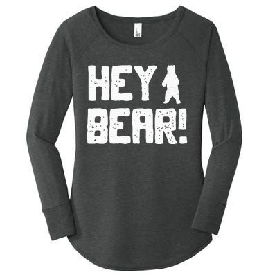 Hey Bear! Funny Hiking Outdoors Black Grizzly Bear Survival Women's Perfect Tri Tunic Long Sleeve Shirt