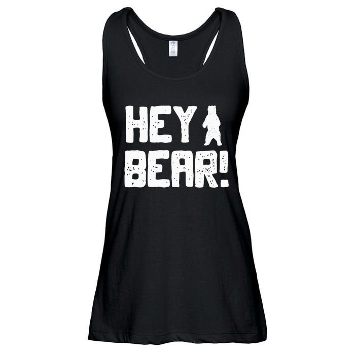 Hey Bear! Funny Hiking Outdoors Black Grizzly Bear Survival Ladies Essential Flowy Tank