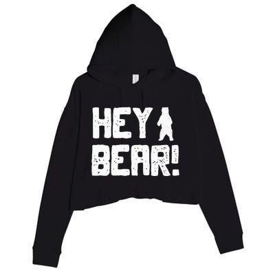 Hey Bear! Funny Hiking Outdoors Black Grizzly Bear Survival Crop Fleece Hoodie