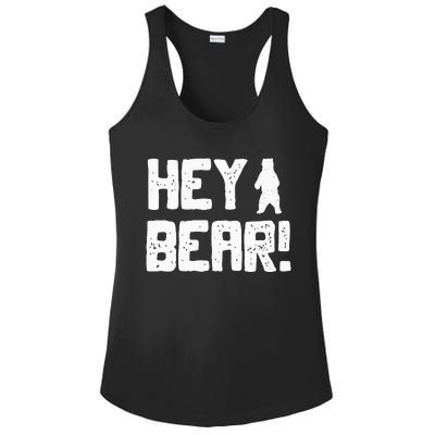 Hey Bear! Funny Hiking Outdoors Black Grizzly Bear Survival Ladies PosiCharge Competitor Racerback Tank