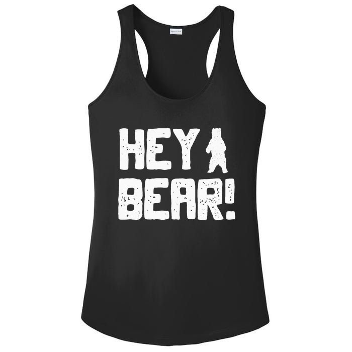 Hey Bear! Funny Hiking Outdoors Black Grizzly Bear Survival Ladies PosiCharge Competitor Racerback Tank