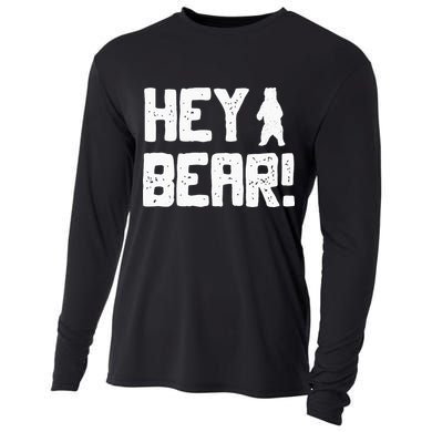 Hey Bear! Funny Hiking Outdoors Black Grizzly Bear Survival Cooling Performance Long Sleeve Crew