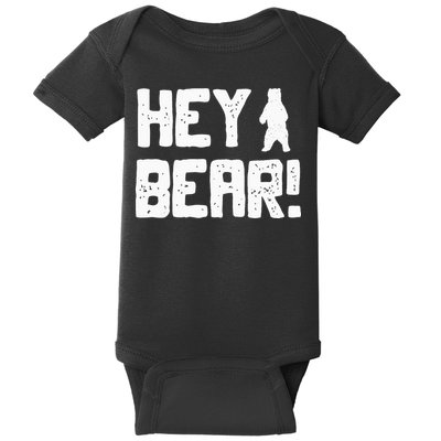 Hey Bear! Funny Hiking Outdoors Black Grizzly Bear Survival Baby Bodysuit