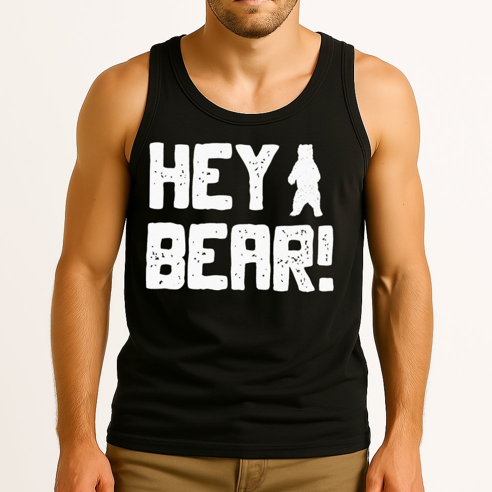 Hey Bear! Funny Hiking Outdoors Black Grizzly Bear Survival Tank Top