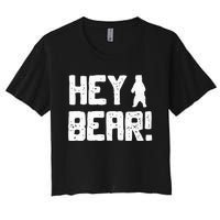 Hey Bear! Funny Hiking Outdoors Black Grizzly Bear Survival Women's Crop Top Tee