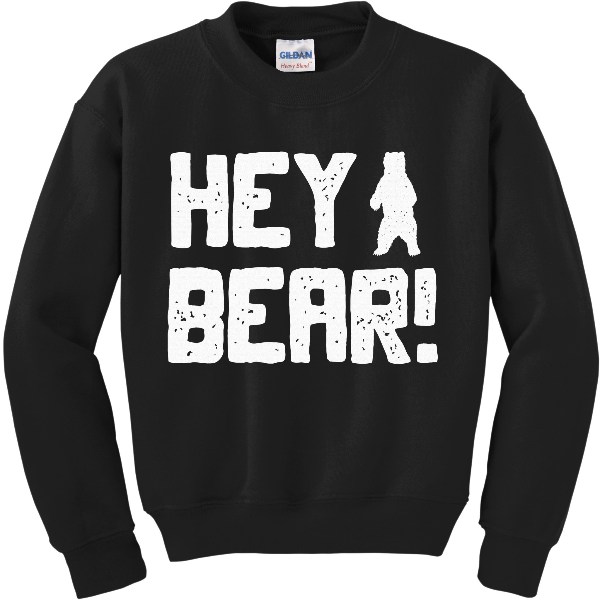 Hey Bear! Funny Hiking Outdoors Black Grizzly Bear Survival Kids Sweatshirt