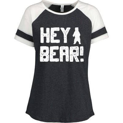 Hey Bear! Funny Hiking Outdoors Black Grizzly Bear Survival Enza Ladies Jersey Colorblock Tee