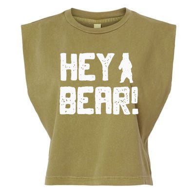 Hey Bear! Funny Hiking Outdoors Black Grizzly Bear Survival Garment-Dyed Women's Muscle Tee