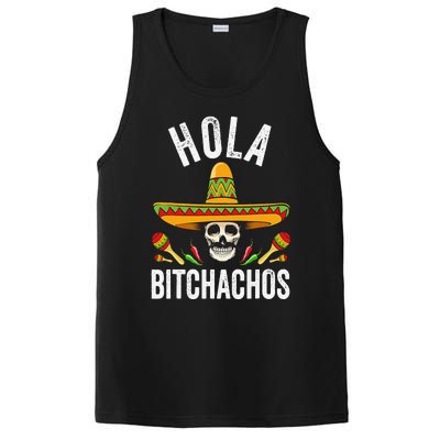 Hola Bitchachos Funny Mexican Skull Cinco De Mayo PosiCharge Competitor Tank