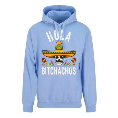 Hola Bitchachos Funny Mexican Skull Cinco De Mayo Unisex Surf Hoodie