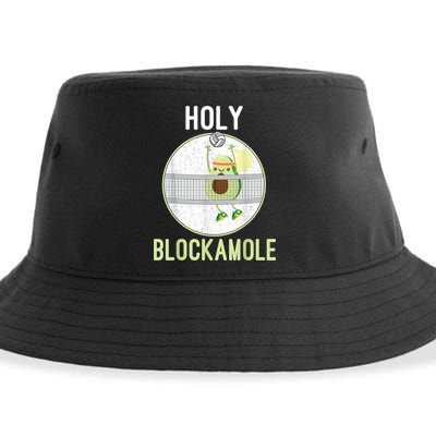 Holy Blockamole Funny Volleyball Block Avocado N Girls Sustainable Bucket Hat