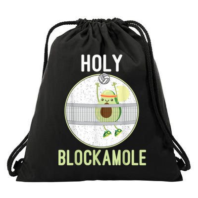 Holy Blockamole Funny Volleyball Block Avocado N Girls Drawstring Bag