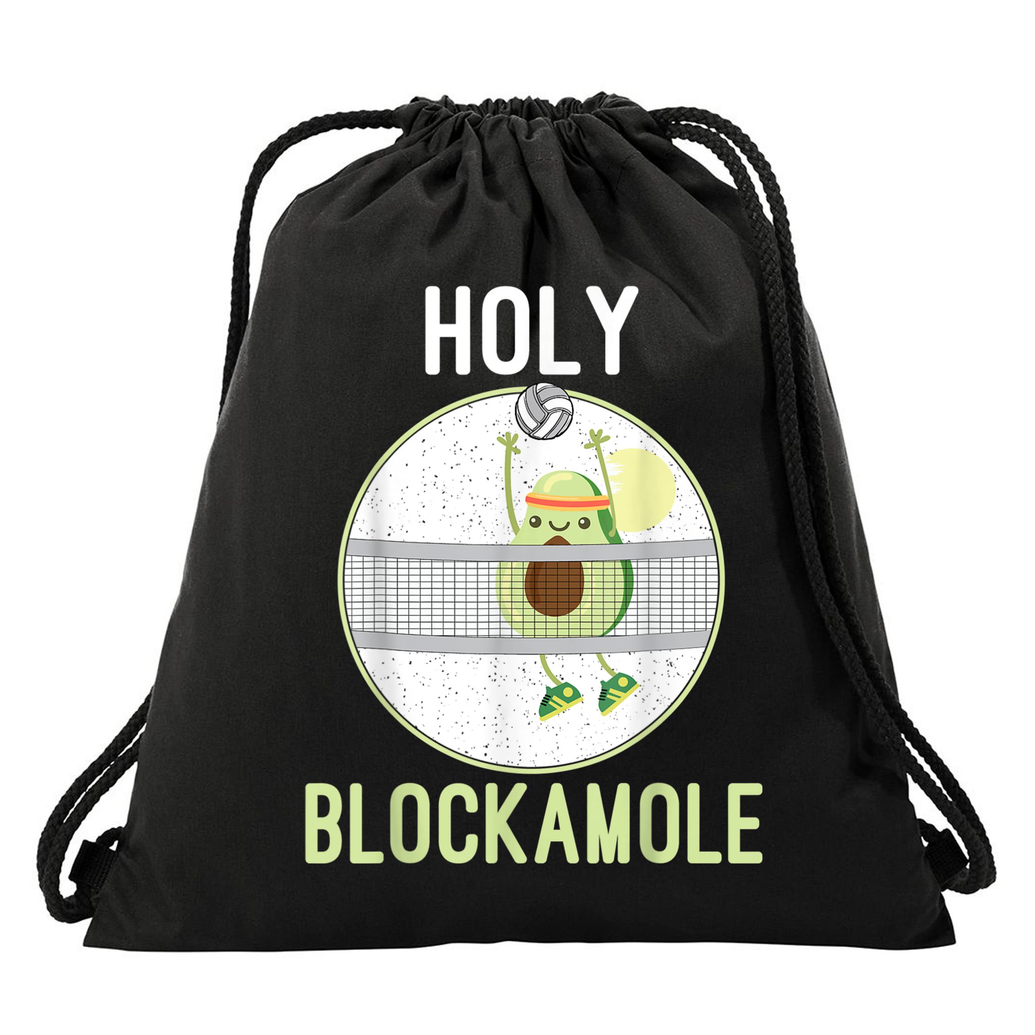 Holy Blockamole Funny Volleyball Block Avocado N Girls Drawstring Bag