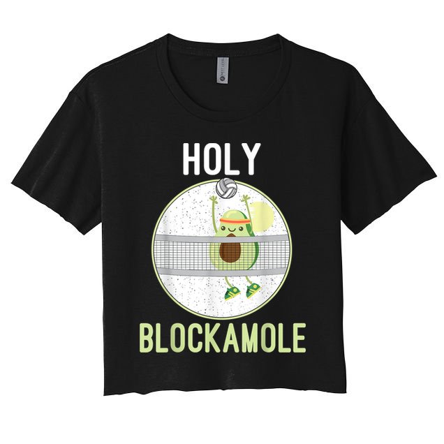 Holy Blockamole Funny Volleyball Block Avocado N Girls Crop Top