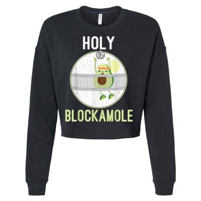 Holy Blockamole Funny Volleyball Block Avocado N Girls Cropped Pullover Crew