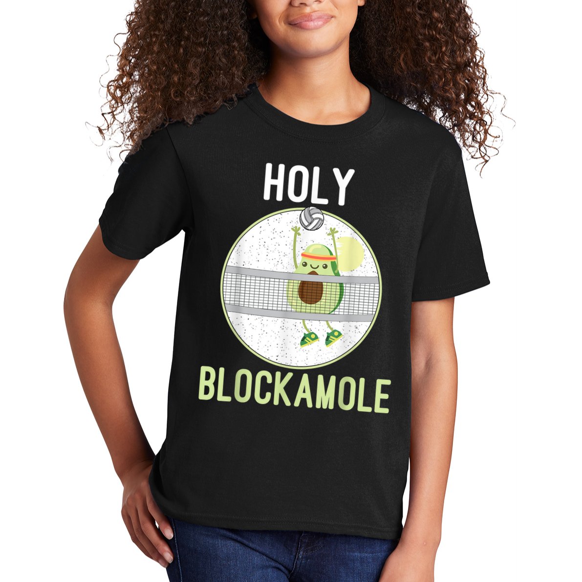 Holy Blockamole Funny Volleyball Block Avocado N Girls Kids T-Shirt