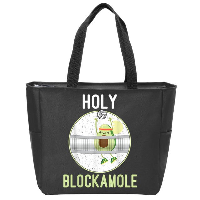 Holy Blockamole Funny Volleyball Block Avocado N Girls Zip Tote Bag